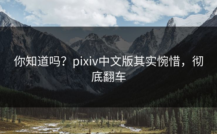 你知道吗？pixiv中文版其实惋惜，彻底翻车